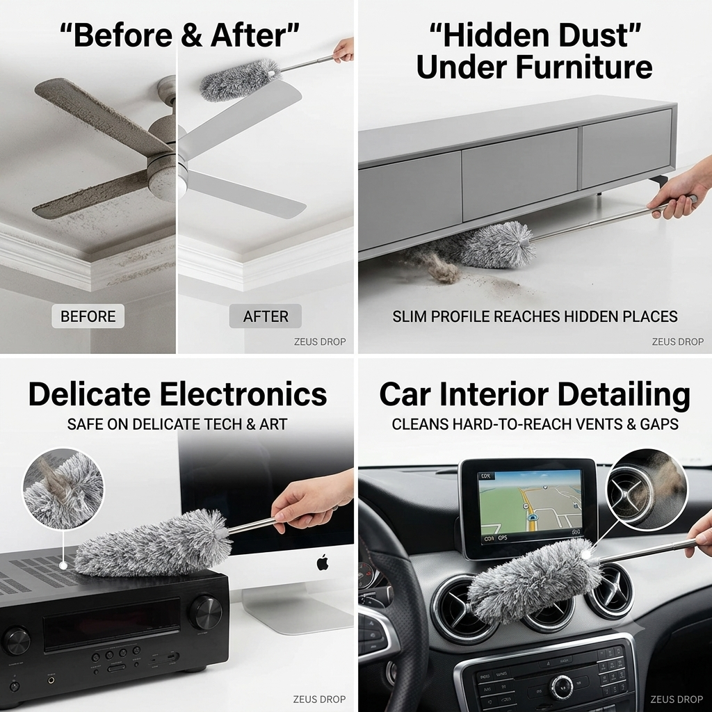 Zeus Drop™ Multi-Surface Microfiber Extension Duster